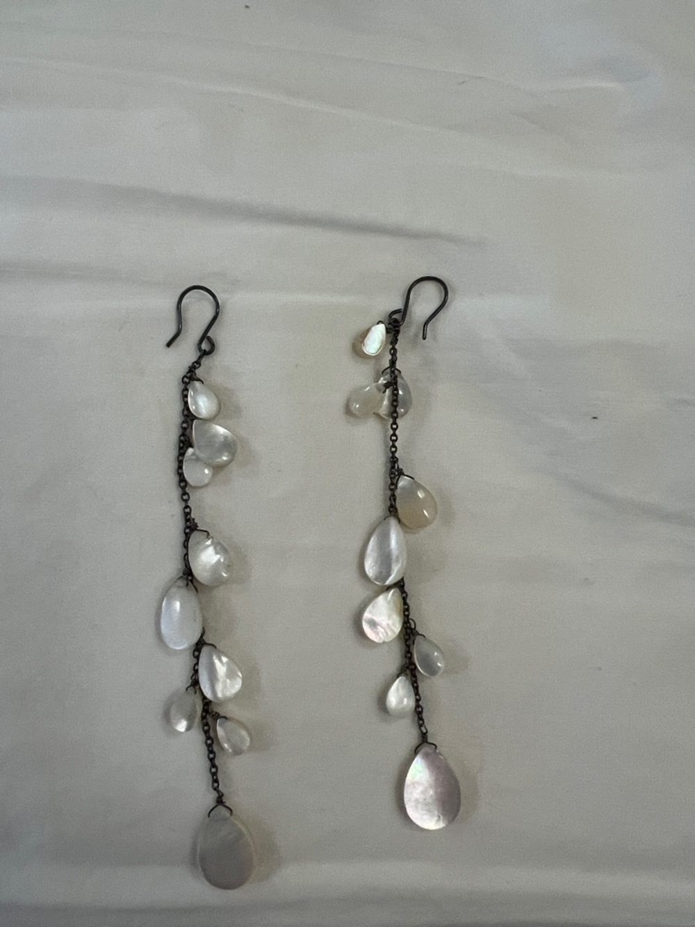 Pearl Teardrop Dangle Earrings - White
